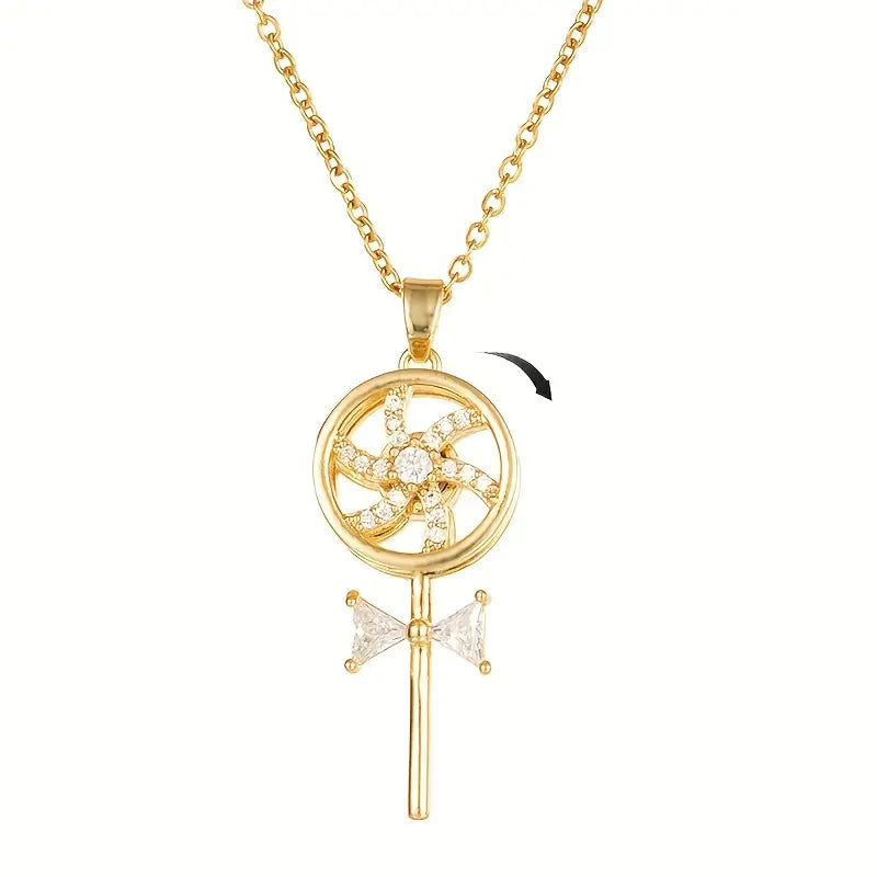 Sparkling Pinwheel Rotating Necklace (Anti Tarnish)