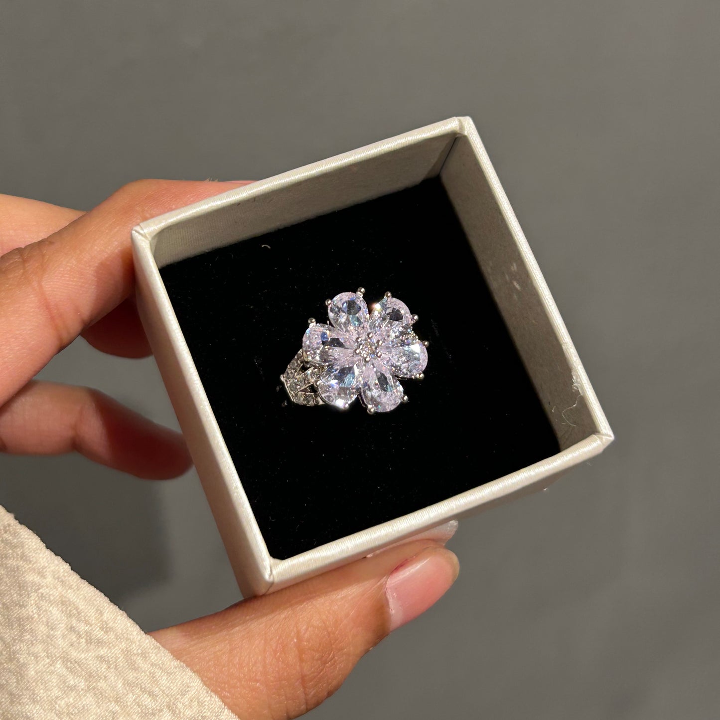 Zirconia Flower Promise Ring