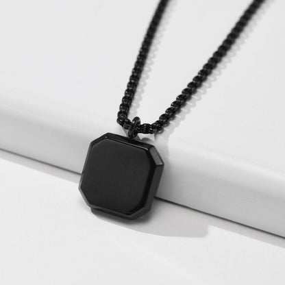 Square Black onyx stone men's necklace