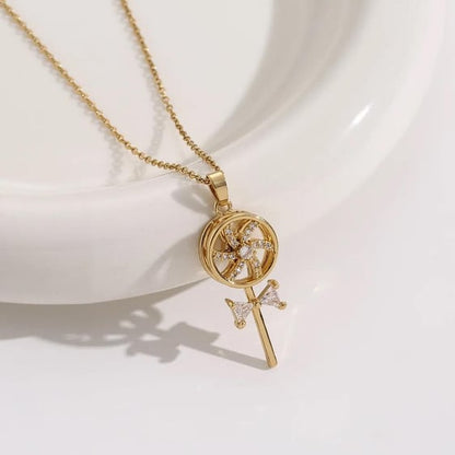 Sparkling Pinwheel Rotating Necklace (Anti Tarnish)