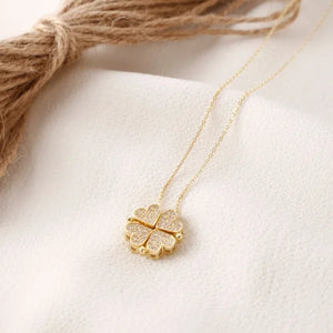 Shimmery Clover Heart Necklace