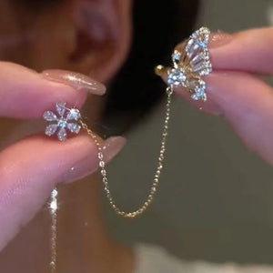 Butterfly Flower Tassel Ear Cuff