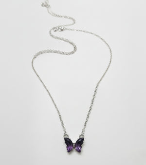 Butterfly Charm Necklace purple