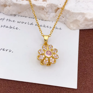 Daily Pink stone Rotatable Necklace