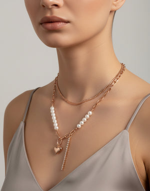 Sweetheart Pearl Charm Necklace