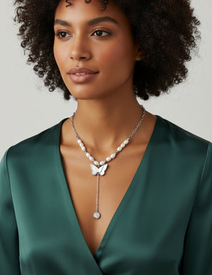 Pearl Butterfly Drop Necklace