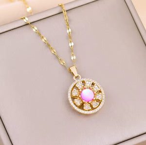 Vintage flower rotation Necklace