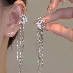 Moon Rhinestone Zircon Ear Clips