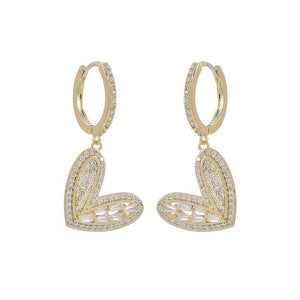 Shiny love heart crystal earrings