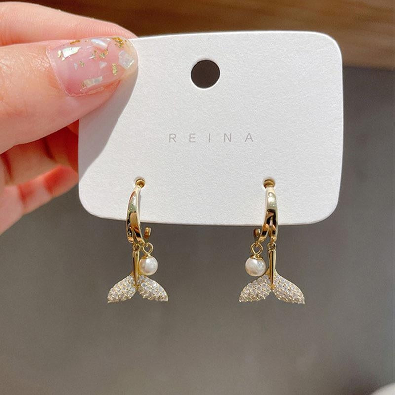 Pearl Fish Tail Earrings