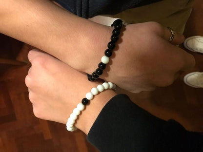 Black N White Beads Bracelet (Pack Of 2)