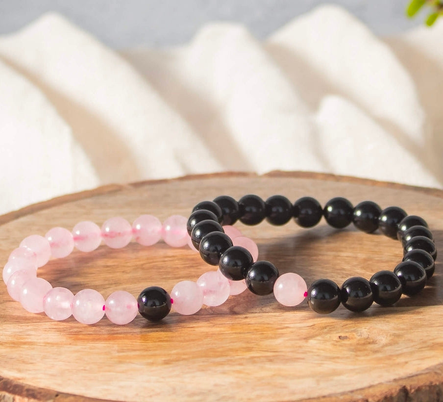 Black N Pink Beads Bracelet