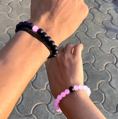 Black N Pink Beads Bracelet