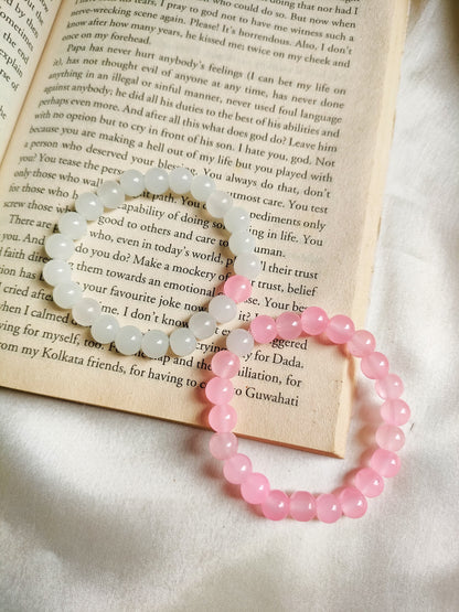 White & Pink Beads Bracelet