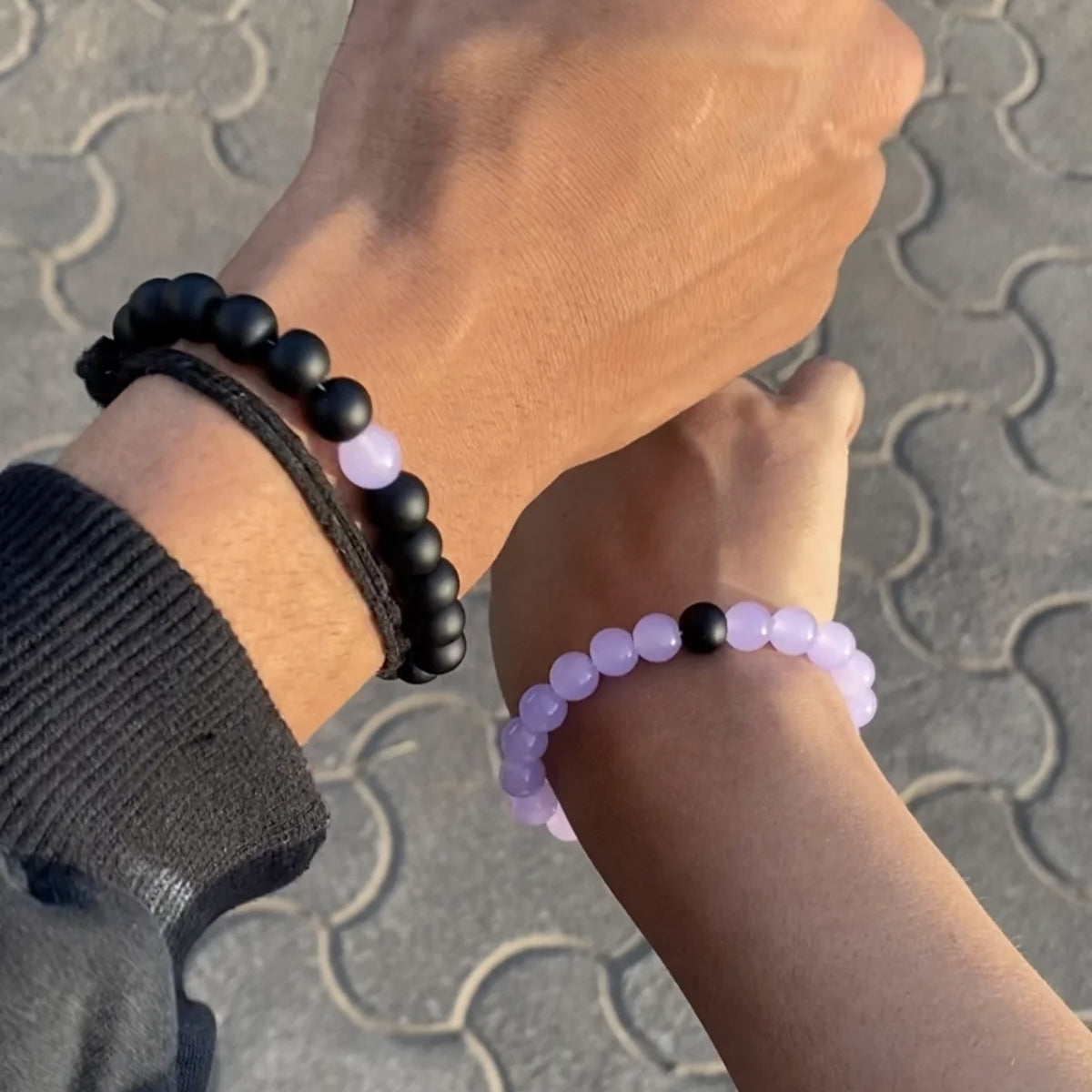 Purple N Black Beads Bracelet