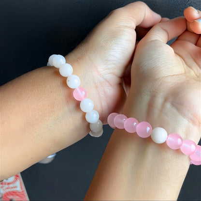 White & Pink Beads Bracelet